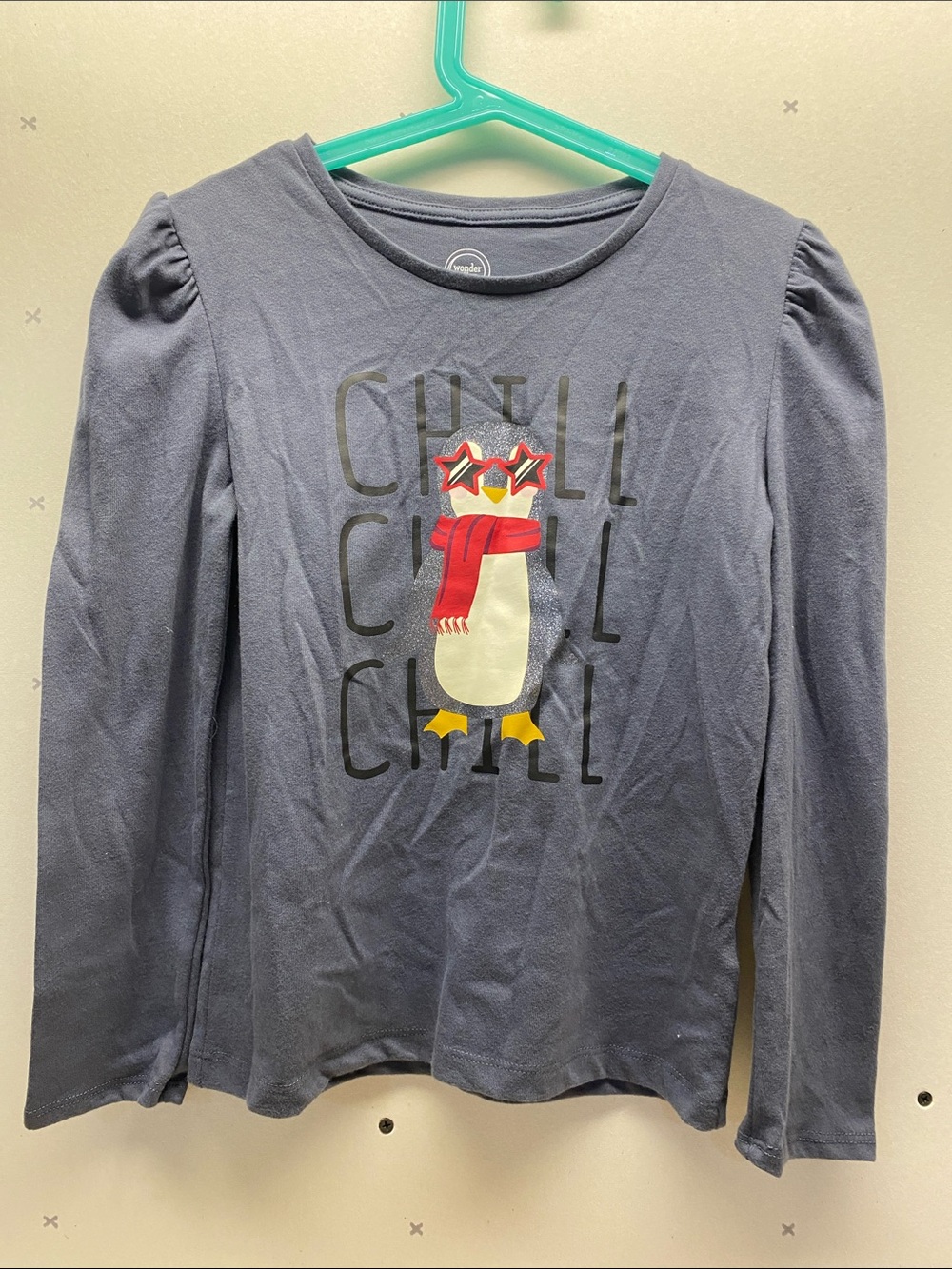 wonder nation Navy Blue Long Sleeve Tee with Penguin Graphic